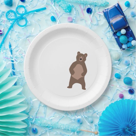 ブラウンベモダンアミニマルーシャワー誕生日プレート ペーパープレート (パーティー)