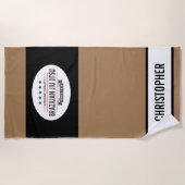 ブラウンベルトBJJ品質1925ジム道場から ビーチタオル (正面)