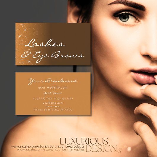 ブラウンベージュとグリッタースタープロフェッショナルシンプル 名刺