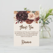 ブラウンベージュアイボリー花フローラサンキューカード 招待状 (スタンド正面)