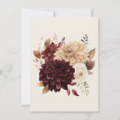 ブラウンベージュアイボリー花フローラサンキューカード 招待状 (裏面)