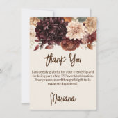 ブラウンベージュアイボリー花フローラサンキューカード 招待状 (正面)