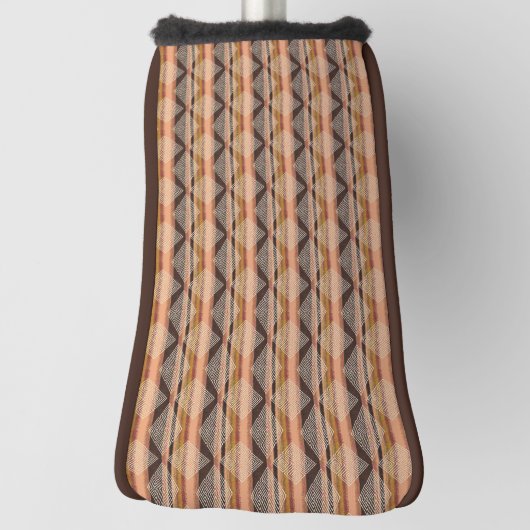 ブラウンベージュアーストーンマッドクロススタイル ゴルフヘッドカバー (回転90)