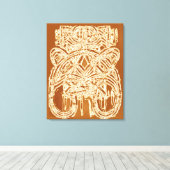 ブラウンベージュオフホワイトモダン抽象芸術絵を描ズ キャンバスプリント (インサイチュ (ウッドフロア))