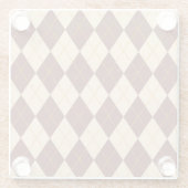 ブラウンベージュオータム秋アーガイルダイヤモンドパターン ガラスコースター (裏面)