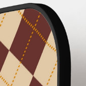 ブラウンベージュオータム秋アーガイルダイヤモンドパターン ピックルボールラケット (左詳細)