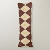 ブラウンベージュオータム秋アーガイルダイヤモンドパターン ボディピロー (正面縦)