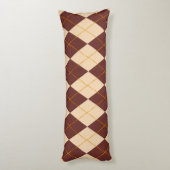 ブラウンベージュオータム秋アーガイルダイヤモンドパターン ボディピロー (裏面 (縦))