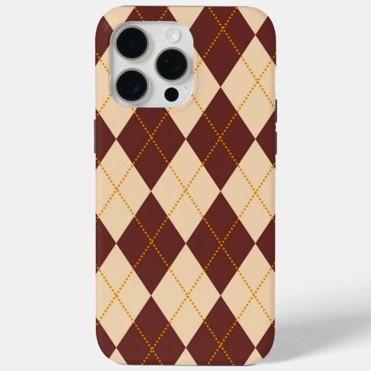 ブラウンベージュオータム秋アーガイルダイヤモンドパターン Case-Mate iPhoneケース (裏面)