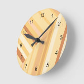 ブラウンベージュストライプズ ラウンド壁時計 (傾斜)