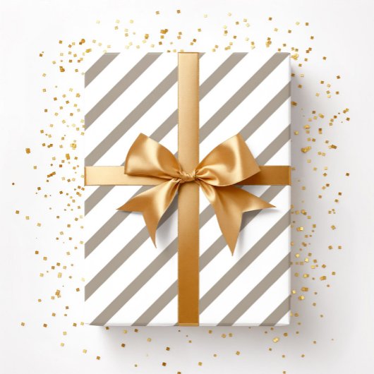 ブラウンベージュタイペホワイトストライプパターン ラッピングペーパー