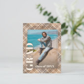 ブラウンベージュタータンチェックプライド卒業発表 ポストカード (スタンド正面)