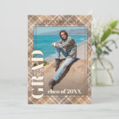 ブラウンベージュタータンチェックプライド卒業発表 案内状 (スタンド正面)