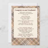 ブラウンベージュタータンチェックプライド卒業発表 案内状 (裏面)