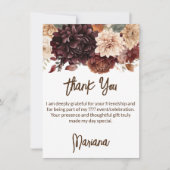 ブラウンベージュフラワーズフローラパーティーサンキューカード 招待状 (正面)