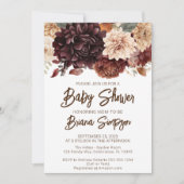 ブラウンベージュフラワーズフローラベビーシャワー 招待状 (正面)