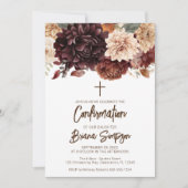 ブラウンベージュフラワーズフローラ確認 招待状 (正面)