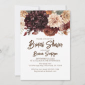 ブラウンベージュフラワーズブライダルシャワー 招待状 (正面)