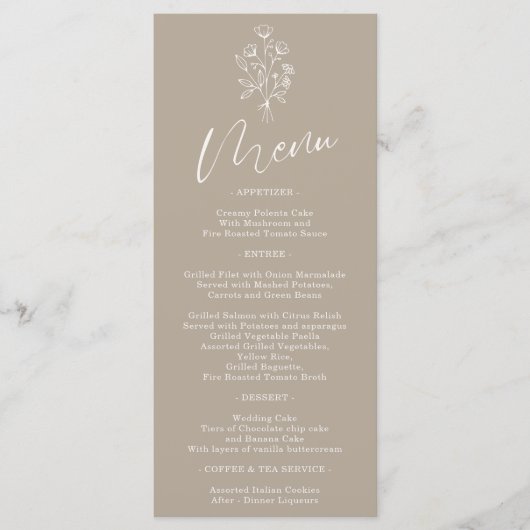 ブラウンベージュフラワーボヘミアンシンプル植物学 メニュー (正面)