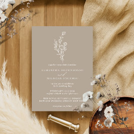 ブラウンベージュブーケボホミニマル植物学 招待状