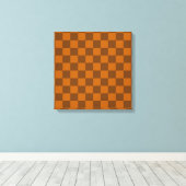 ブラウンベージュブ市松模様にロックプリント キャンバスプリント (インサイチュ (ウッドフロア))