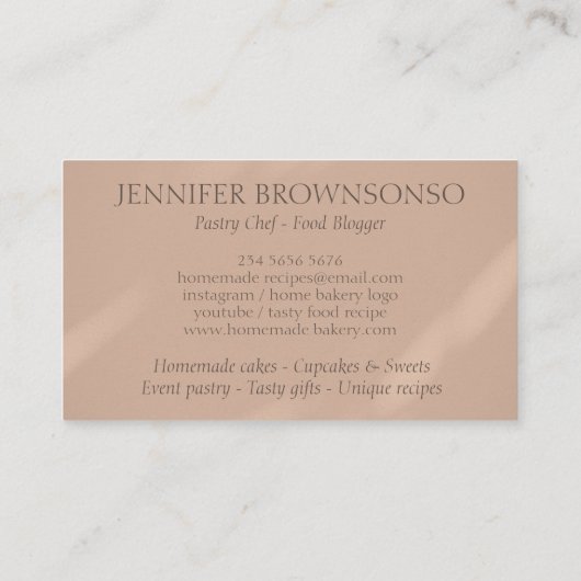 ブラウンベージュベーカリーパティシエのシェフ 名刺 (裏面)