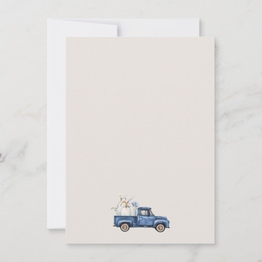 ブラウンベージュモダンカボチャのトラック赤ちゃんシャワー 招待状 (裏面)