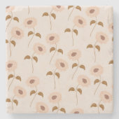 ブラウンベージュレトロY2Kヒッピーひまわり模様 ストーンコースター (正面)