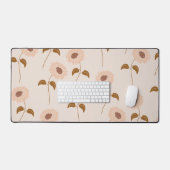 ブラウンベージュレトロY2Kヒッピーひまわり模様 デスクマット (キーボード&マウス)