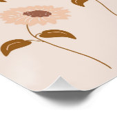 ブラウンベージュレトロY2Kヒッピーひまわり模様 ポスター (コーナー)