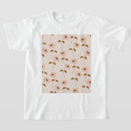 ブラウンベージュレトロY2Kヒッピーひまわり模様 Tシャツ