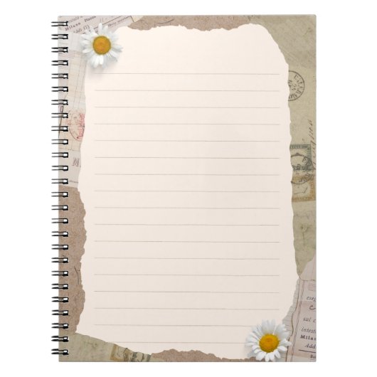 ブラウンベージュヴィンテージのスクラップブックの行付きノート ノートブック (正面)