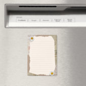 ブラウンベージュヴィンテージのスクラップブックの行付きノート マグネット (インサイチュ (食洗機))