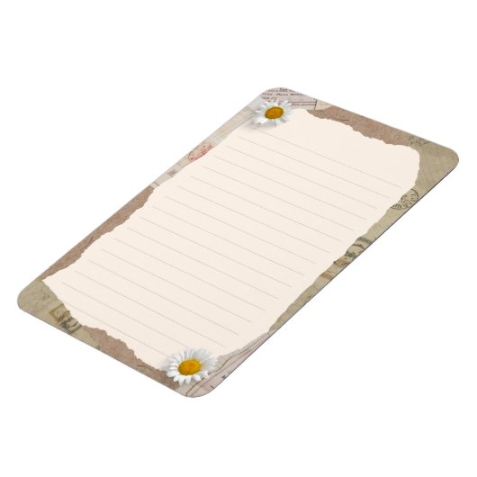 ブラウンベージュヴィンテージのスクラップブックの行付きノート マグネット (左側)