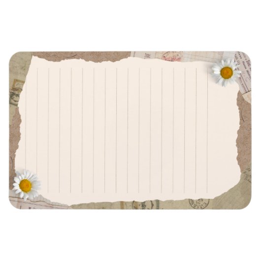 ブラウンベージュヴィンテージのスクラップブックの行付きノート マグネット (横)