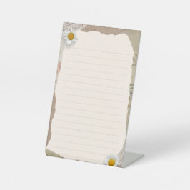 ブラウンベージュヴィンテージのスクラップブックの行付きノート 台座サイン