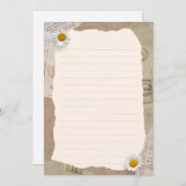 ブラウンベージュヴィンテージのスクラップブックの行付きノート 招待状 (正面/裏面)