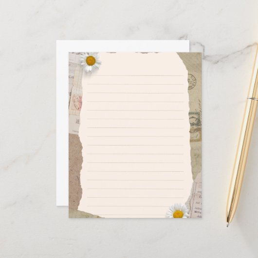 ブラウンベージュヴィンテージスクラップブックラインノート紙 (正面/裏面インサイチュ)