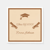 ブラウンベージュ卒業カスタム紙 スタンダードカクテルナプキン (正面)