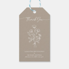 ブラウンベージュ書道ボホボタニカルサンキュー ギフトタグ