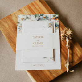 ブラウンベージュ素朴ミ結婚マル 招待状ベリーバンド