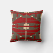 ブラウンベージュ赤地中海の対称モチーフ クッション (裏面)