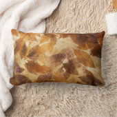 ブラウンベージュ金ゴールドリースオータムリネン クッション (ブランケット)