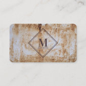 ブラウンベージュ錆メタリックテクスチャモノグラムイニシャル 名刺 (正面)