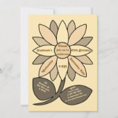 ブラウンベージュ60誕生日ひまわりシンプル花 招待状 (正面)