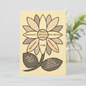 ブラウンベージュ60誕生日ひまわりシンプル花 招待状 (スタンド正面)