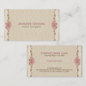 ブラウンベージュ&ピンクヴィンテージフローラグランジデザイン 名刺 (正面/裏面)