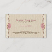 ブラウンベージュ&ピンクヴィンテージフローラグランジデザイン 名刺 (裏面)