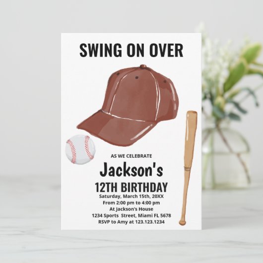 ブラウンベースボール誕生日招待状 招待状 (スタンド正面)