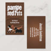 ブラウンペット座り犬歩くウォーカー名刺 名刺 (正面/裏面)